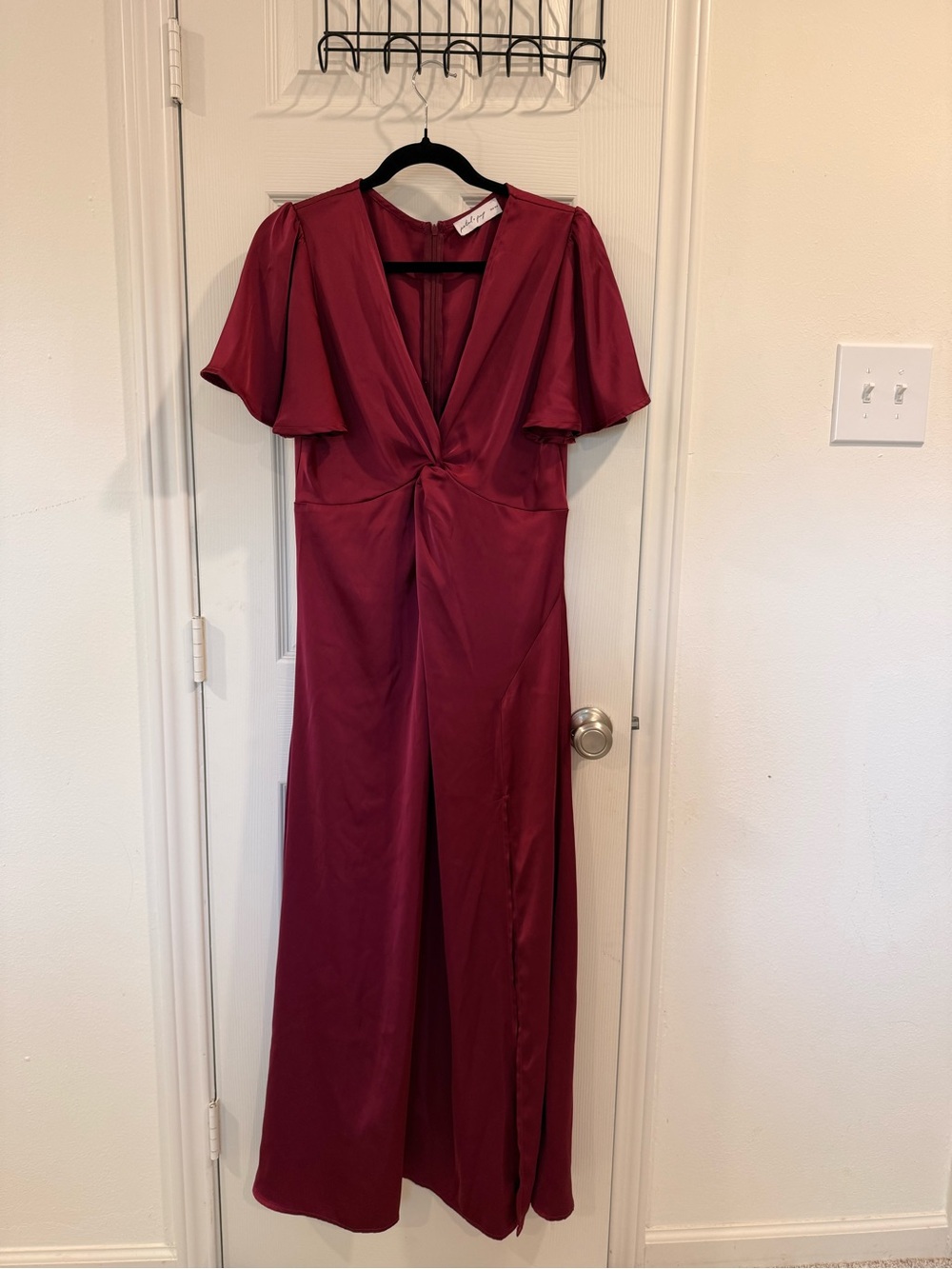 Petal and Pup Burgundy V-Neck Maxi Dress, Size M